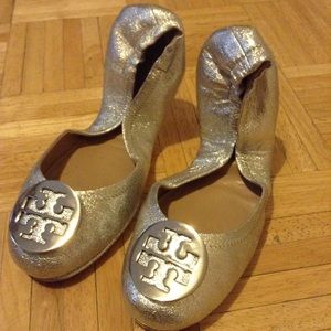 Silver Tory Burch Foldable Ballet Flats!